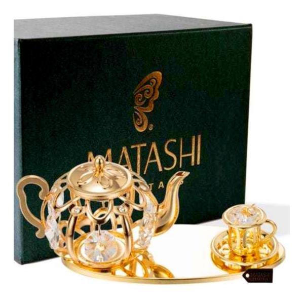 Gold Plated Crystal Studded Gold Tea Set