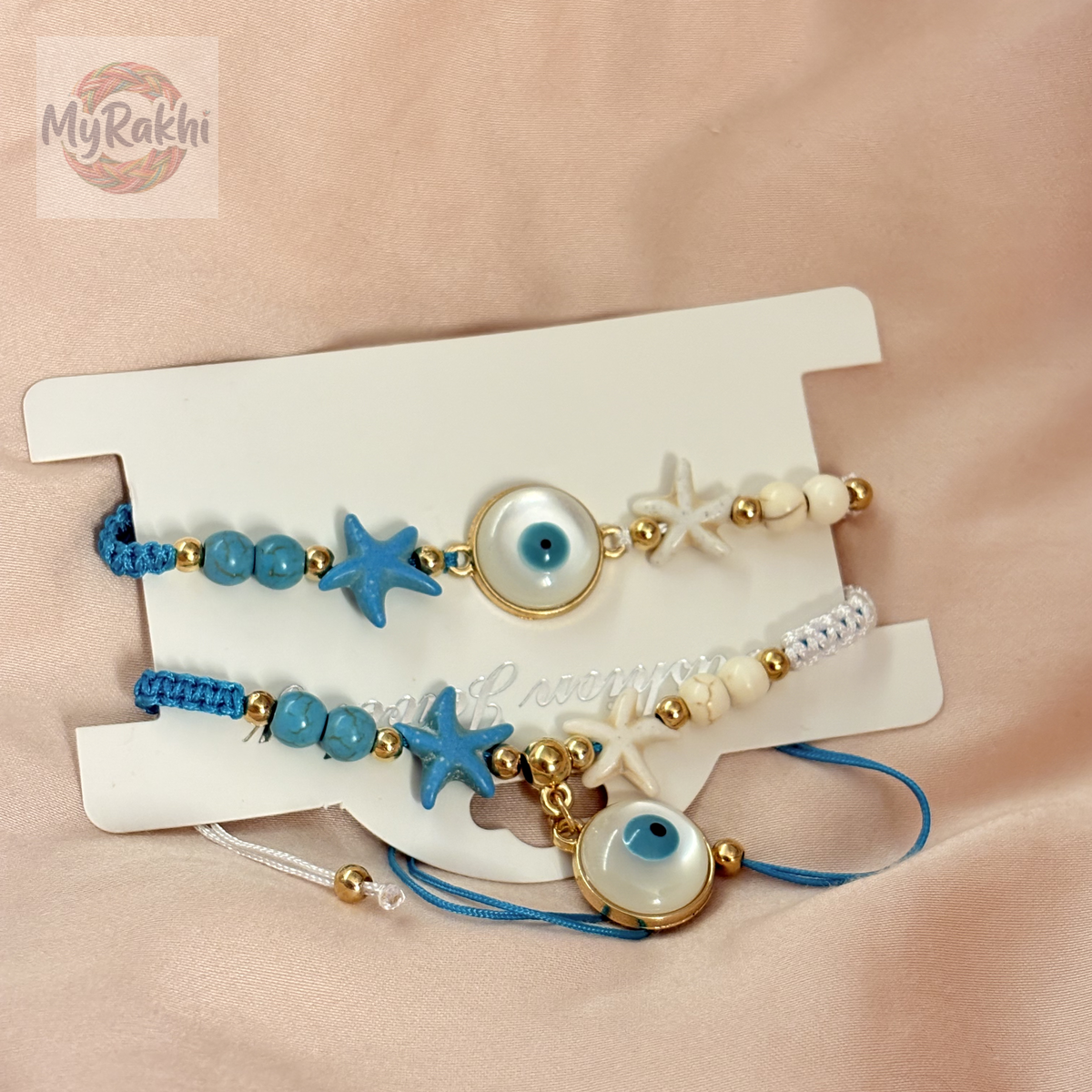 A high-end handcrafted rakhi featuring intricate traditional motifs and premium materials, designed for a distinguished festive look.